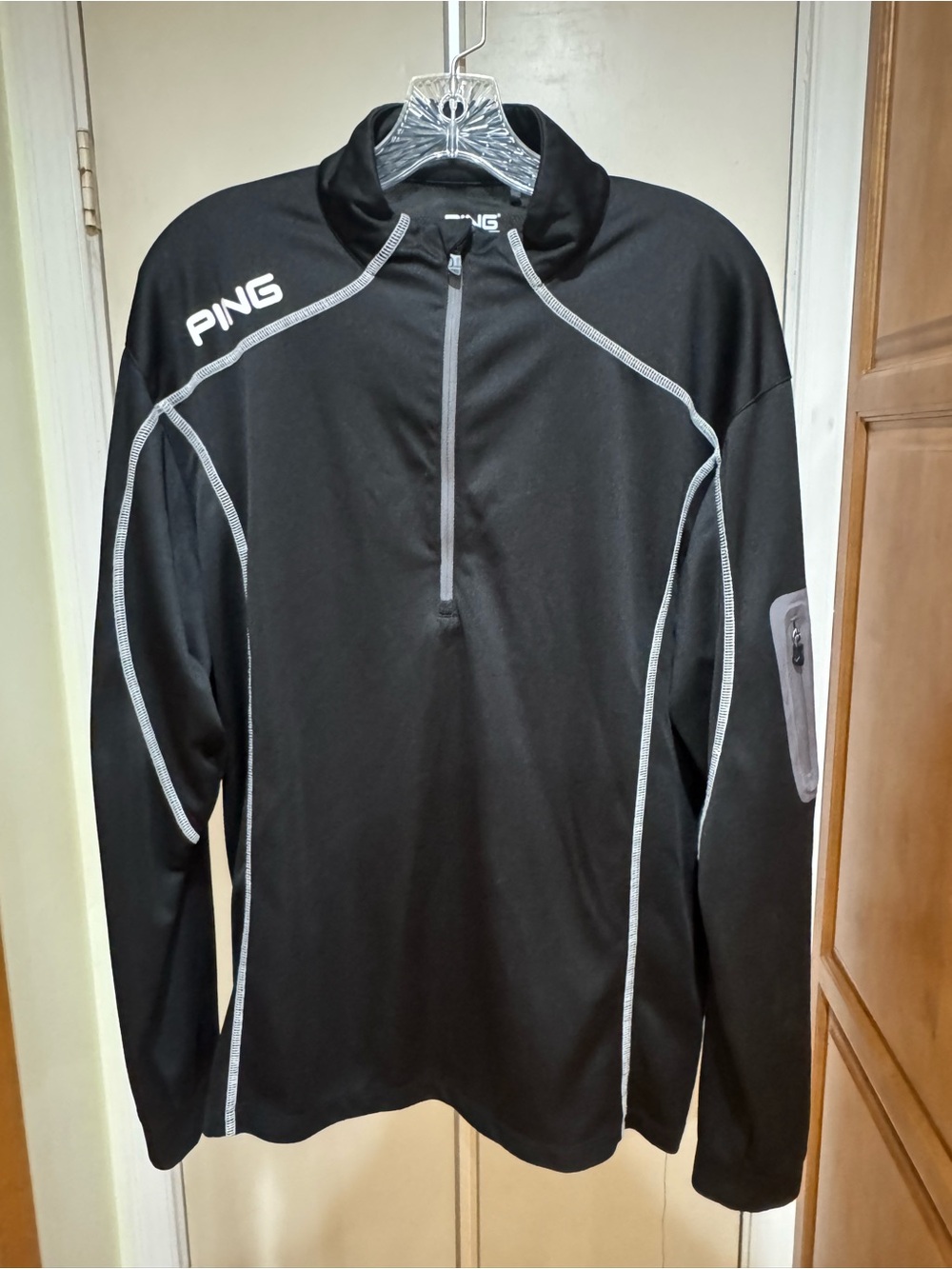 PING Performance Black Quarter-Zip Pullover with Grey Piping